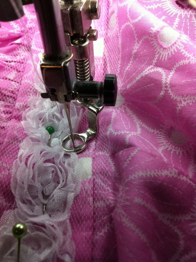 Confirmation dress, adding the trimming