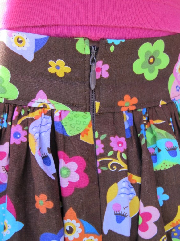 Zoe's owl skirt waistband - back view