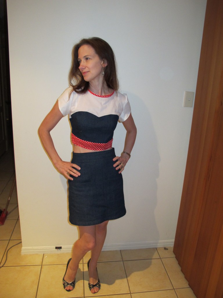 Colette Macaron muslin bodice with my Vogue 1247