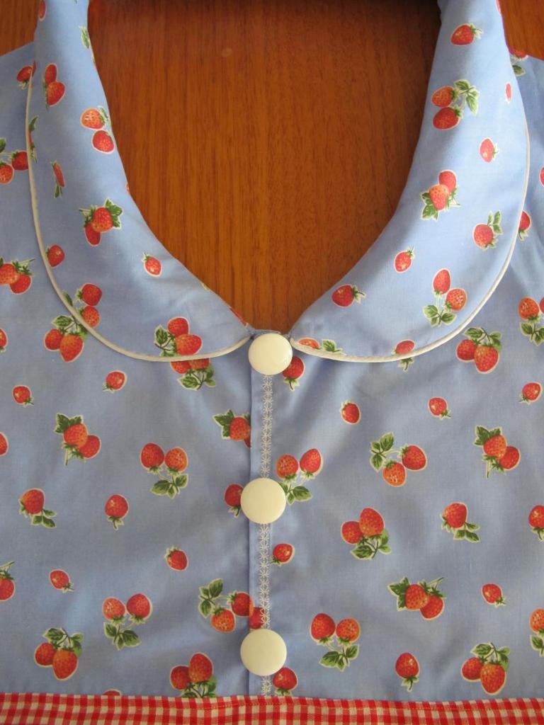 B5474, view E. The Strawberry Fields Forever piped collar and machine embroidered button placket