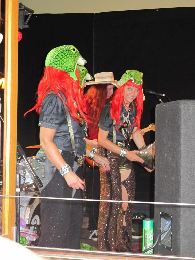 Note for 2014: hot pants, wig, croc hat & glitter chaps