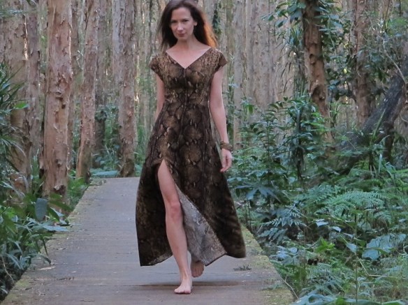 Jungle Anna - there's that wild thigh slit... I finished it a little higher than Anna Roses...