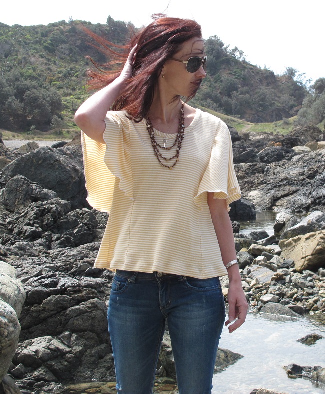 Front view - the hem is hideous. I love this fabric but it was a b*&ch to sew.