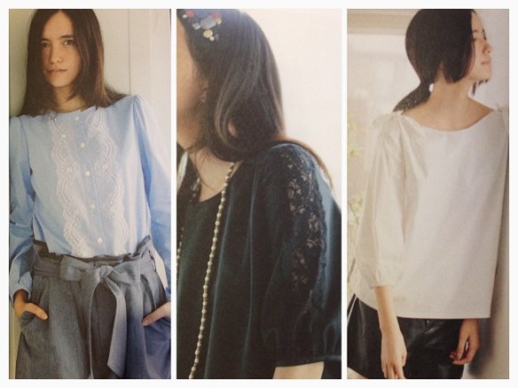 A lace trimmed shirt, a very simple sacklike black dress (but I love that lace trimmed sleeve) and a plain white top with tied shoulders