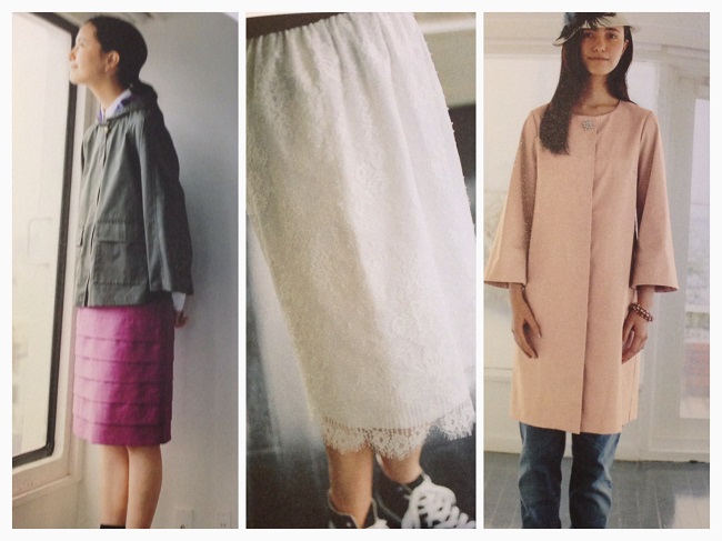 A casual jacket, tiered skirt, lace skirt and long-line jacket