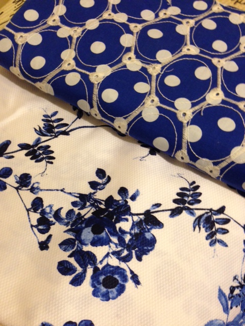 A cotton pique and an imported embroider cotton eyelet