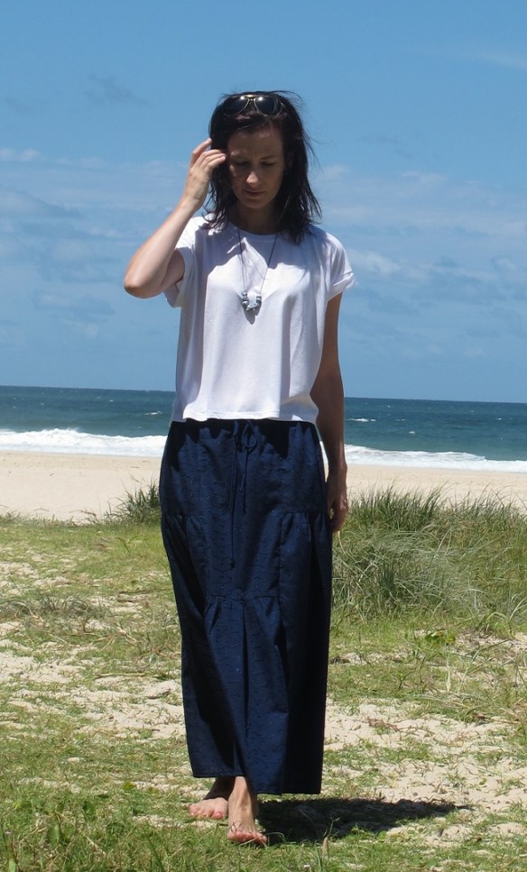 Stylish Skirts - tiered navy front 2 beach