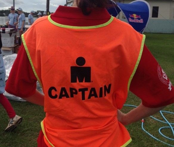 Wouldn't you volunteer if you got a free ugly oversized tshirt AND  fluoro vest with CAPTAIN printed on the back? I also got a truck and a radio for the day... and the only aid station with Red Bull!