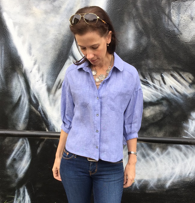 Gathered Blouse - while this is photographed buttoned up I prefer it slightly unbuttoned... that's how I wear all my shirts.