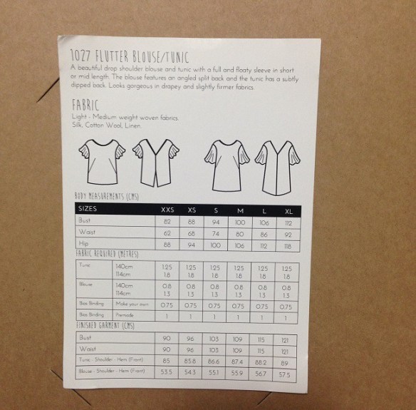 Flutter tunic - Papercut Patterns: line art, measurements and fabric requirements