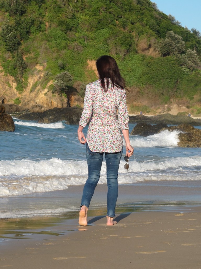 Burda 6849, sewn with Pink Carnation Floral Printed Cotton Voile from Mood Fabrics NY