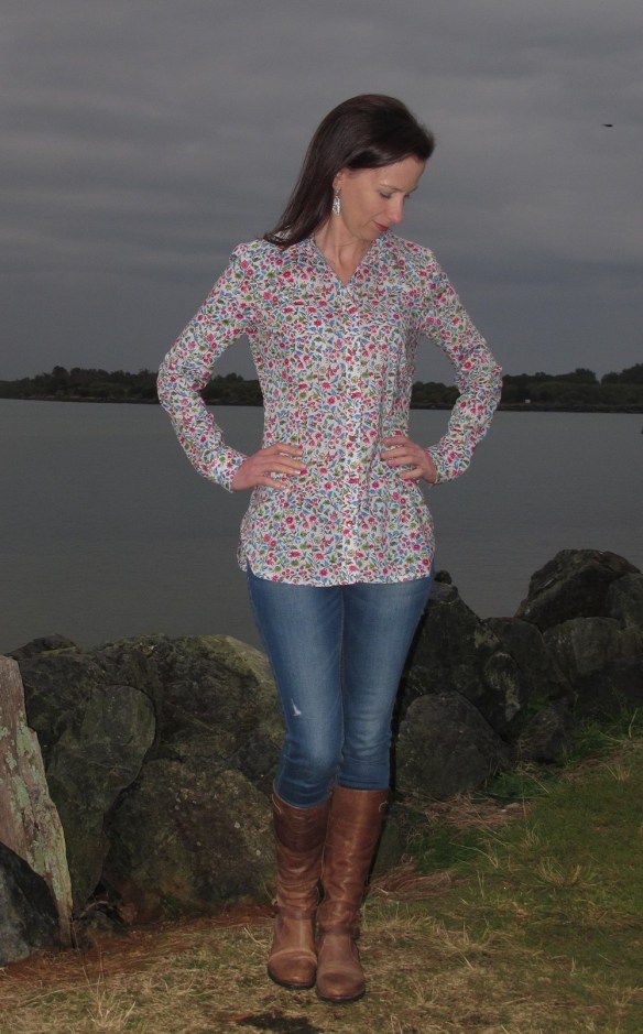 Burda 6849, sewn with Pink Carnation Floral Printed Cotton Voile from Mood Fabrics NY