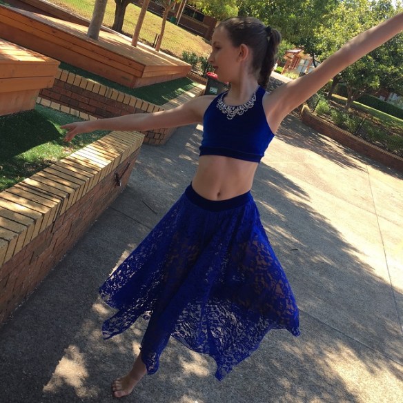 Zoe in Jalie 3247, modified to include a hankerchief lace circle skirt