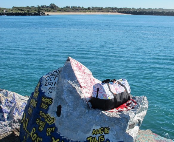 Grainline Portside Duffle, fabric printed by Spoonflower and designed by Giselle Brennan