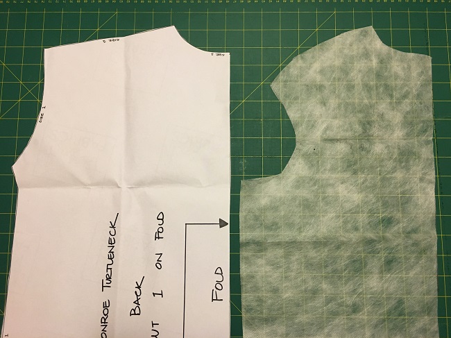 Comparison of the Monroe (left) and Fall (right) armhole and shoulder pattern lines