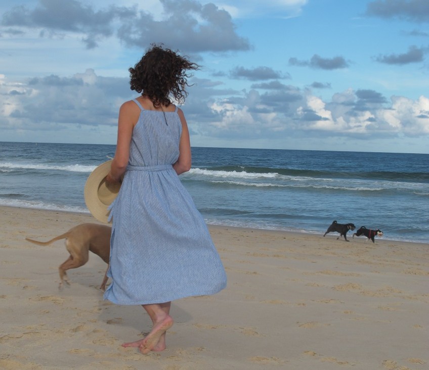 With the crossover at the front, square back neckline. Vintage McCalls 6587, printed in 1979.