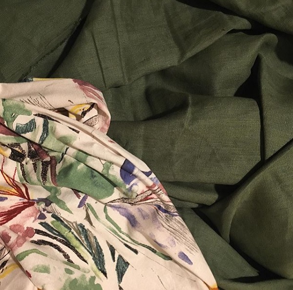 Rayon knit and khaki linen - looked so good together!